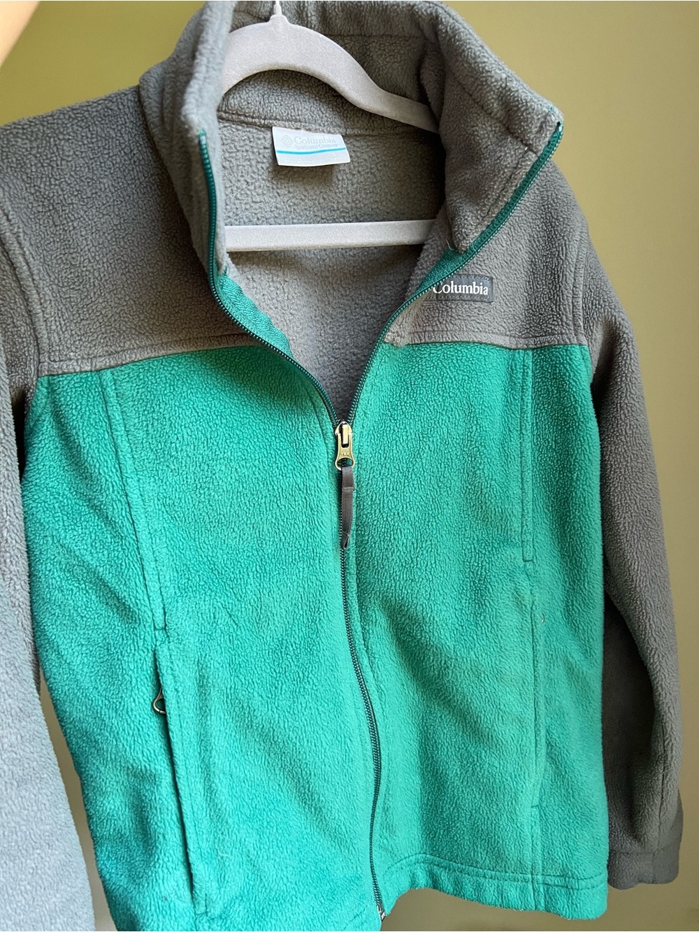 Columbia Teal and Gray Fleece zip front Jacket size youth S (8)